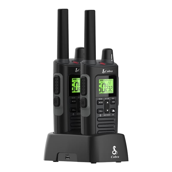 Cobra RX685 Walkie Talkies Two-Way Radios (Pair), 40-mile Range and 60 Channels with 121 Privacy Codes - IP54 Waterproof & NOAA Weather Alerts