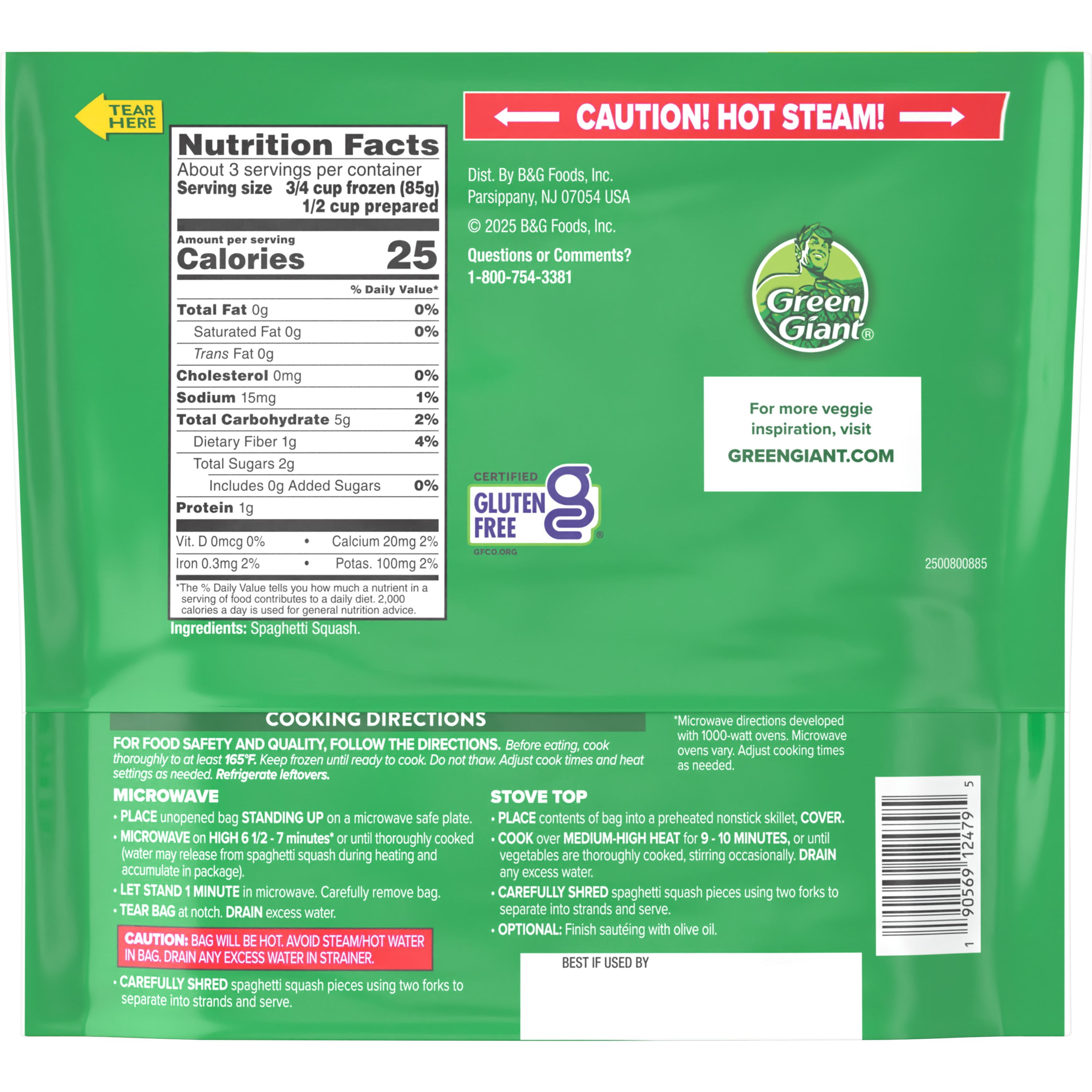 Green Giant Veggie Spirals Spaghetti Squash, Gluten Free, 10 oz Bag (Frozen)