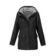 thumbnail image 5 of Chaqueta deportiva con capucha con capucha a rayas con cordón interior Color sólido bolsillo ch Irfora Abrigo, 5 of 5