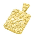 thumbnail image 5 of 14K Gold Heavy Plated Chunky Nugget Textured Rectangular Pendant + 20" 4mm Curb Chain Necklace Set, 5 of 7