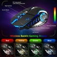 thumbnail image 3 of Wireless Gaming Keyboard and Mouse Combo,Rainbow LED Backlit Keyboard with Rechargeable 3800mAh Battery Metal Panel,Removable Wrist Rest Mechanical Feel and 7 Color Mute Gaming Mice for PC PS4 PS5, 3 of 8