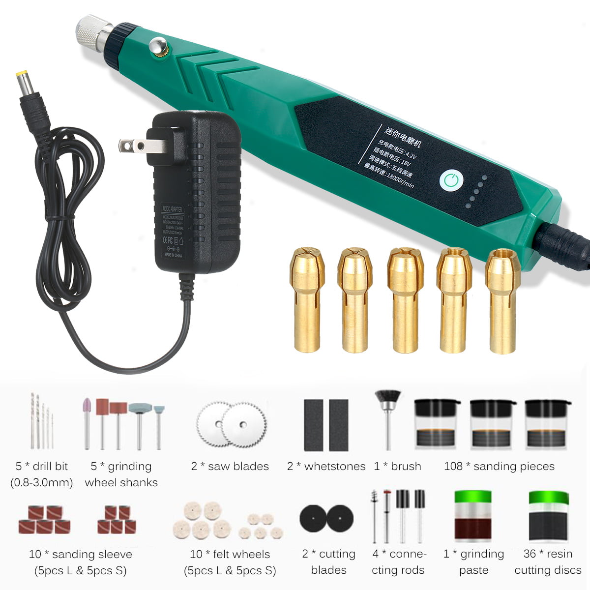 18000rpm 220V Mini Electric Grinder Pen DIY Engraving Sander Rotary Tool Kit