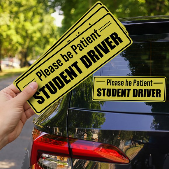 Pegatinas de estudiante conductor con señales aseguradas para ventanillas de coche, paquete de 3