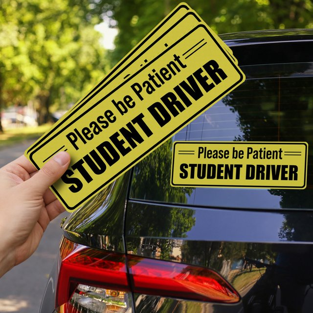 Pegatinas de estudiante conductor con señales aseguradas para ventanillas de coche, paquete de 3