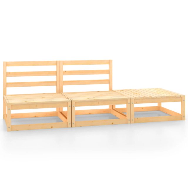 vidaXL Ensemble de Salon de Jardin 3 Pcs en Pin Massif