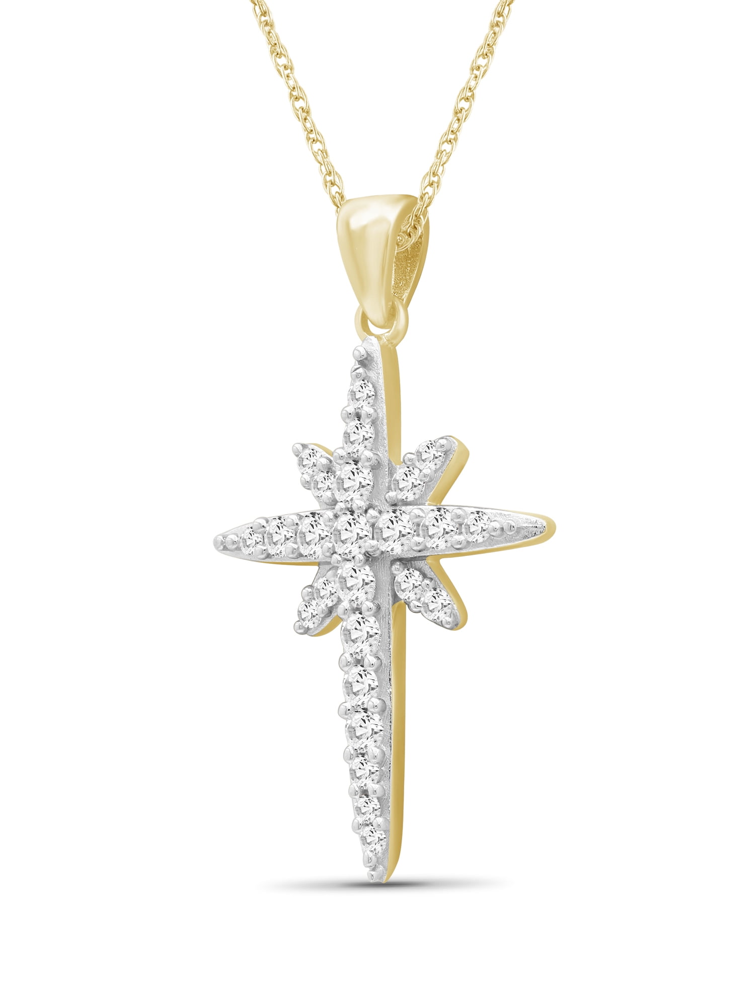 JewelersClub 1/2 Carat T.W. White Diamond 14K Gold Over Silver Cross Pendant