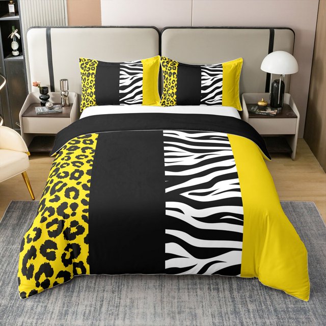 Erosebridal Housse de Couette en Coton 100 % à Imprimé Guépard Jaune pour Lit Simple, Housse de Couette en Coton 100 % Animaux Rustiques Taille Lit Simple, Déco de Chambre Zèbre, Réversible (Sans Couette)