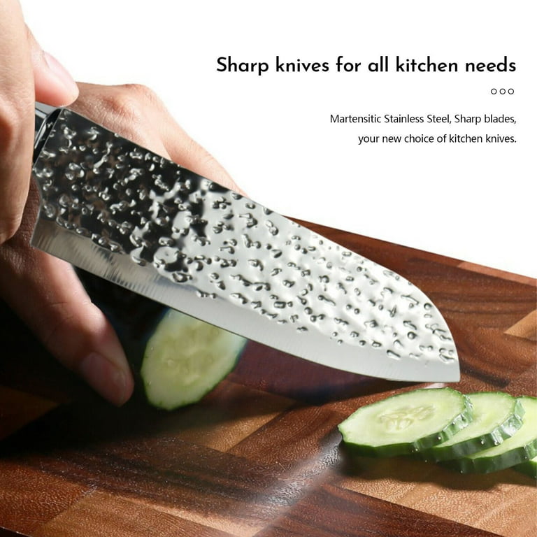 Everrich Knife Set, 15pcs German Stainless Steel Kitchen Knife Block Set, Knives Set for Kitchen with Built-in Sharpener, Black