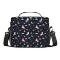 thumbnail image 3 of Unicorn and Planet Black Pattern Insulated Lunch Box for Women Men, Medium Leakproof Cooler Bag with Adjustable Strap, 10"x6.7"x8", 3 of 6