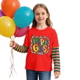 thumbnail image 5 of KKBOTIVE Kids Mardi Gras Outfit Casual Striped Long Sleeve Shirt Round Neck Tops for Boys Girls Daily Festive Tees Pullover, Red Size: 3-4 Years, 5 of 6