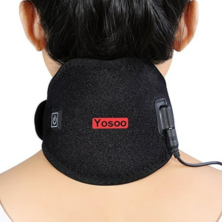 Yosoo Hot Cold Therapy Heated Neck Wrap Brace Adjustable Neck Heating Pad for Headache Stiff Neck Pain Relief and Warmer with Mesh Bag for Gel Ice (Best Medicine For A Stiff Neck)
