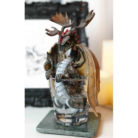Cocktail Spirit Drunken Vodka Elk Moose Dragon Statue Fantasy Decor Figurine