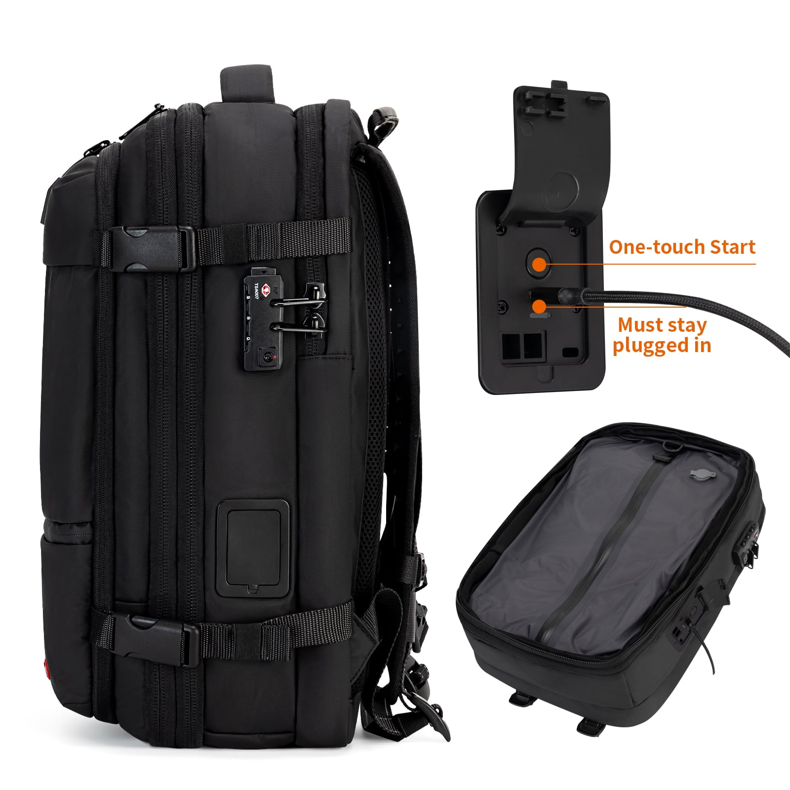 Vacuum Backpack Travel with Built-in Pump 80L Expandable Travel Backpack with Vacuum System, TSA Lock Water Resistant Carry-On Backpack
