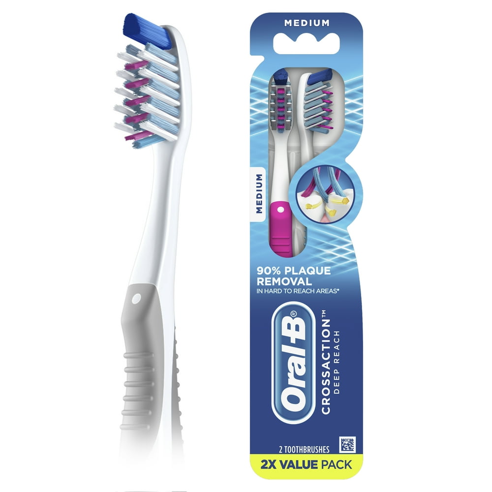 OralB CrossAction Deep Reach Toothbrushes, Medium, 2 Count Walmart