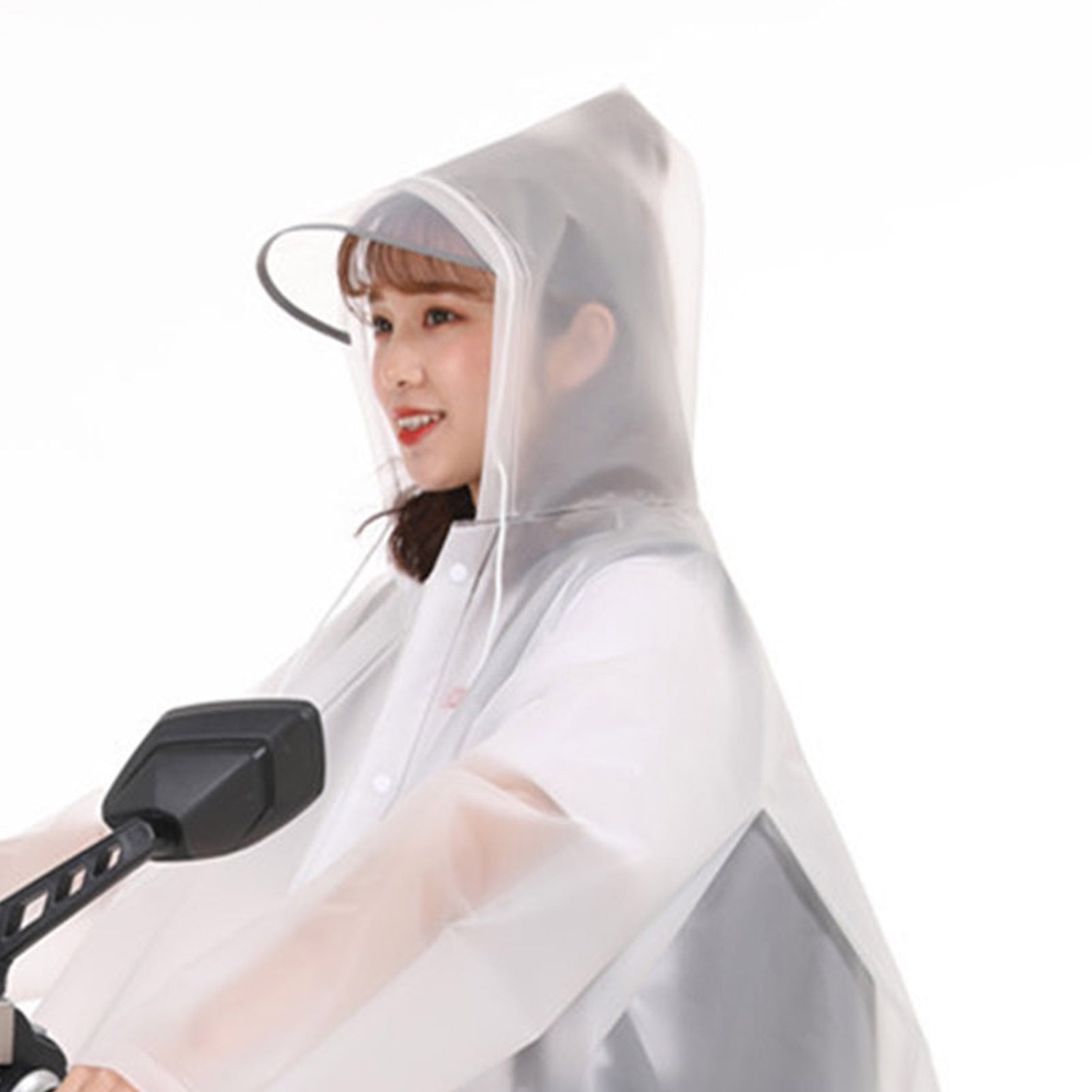 Qukaim Impermeable pour le cyclisme adulte Poncho de pluie EVA respirant a capuche Poncho de pluie pour velo d exterieur pour homme femme Blanc L