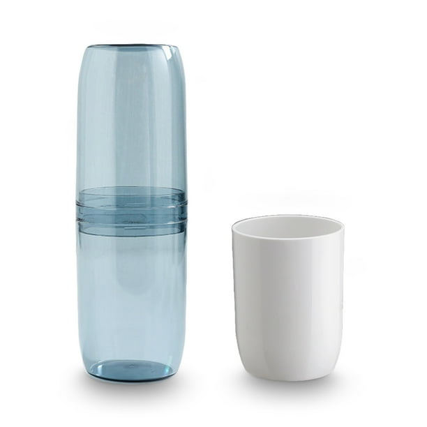 Estuche de cepillo de dientes Portátil Pasta de dientes Contenedor Polvo a prueba de polvo Plástico Diario Uso Diario Sencillo Holder Holder College Senderismo Tres tazas - Azul Inevent HA028212-04