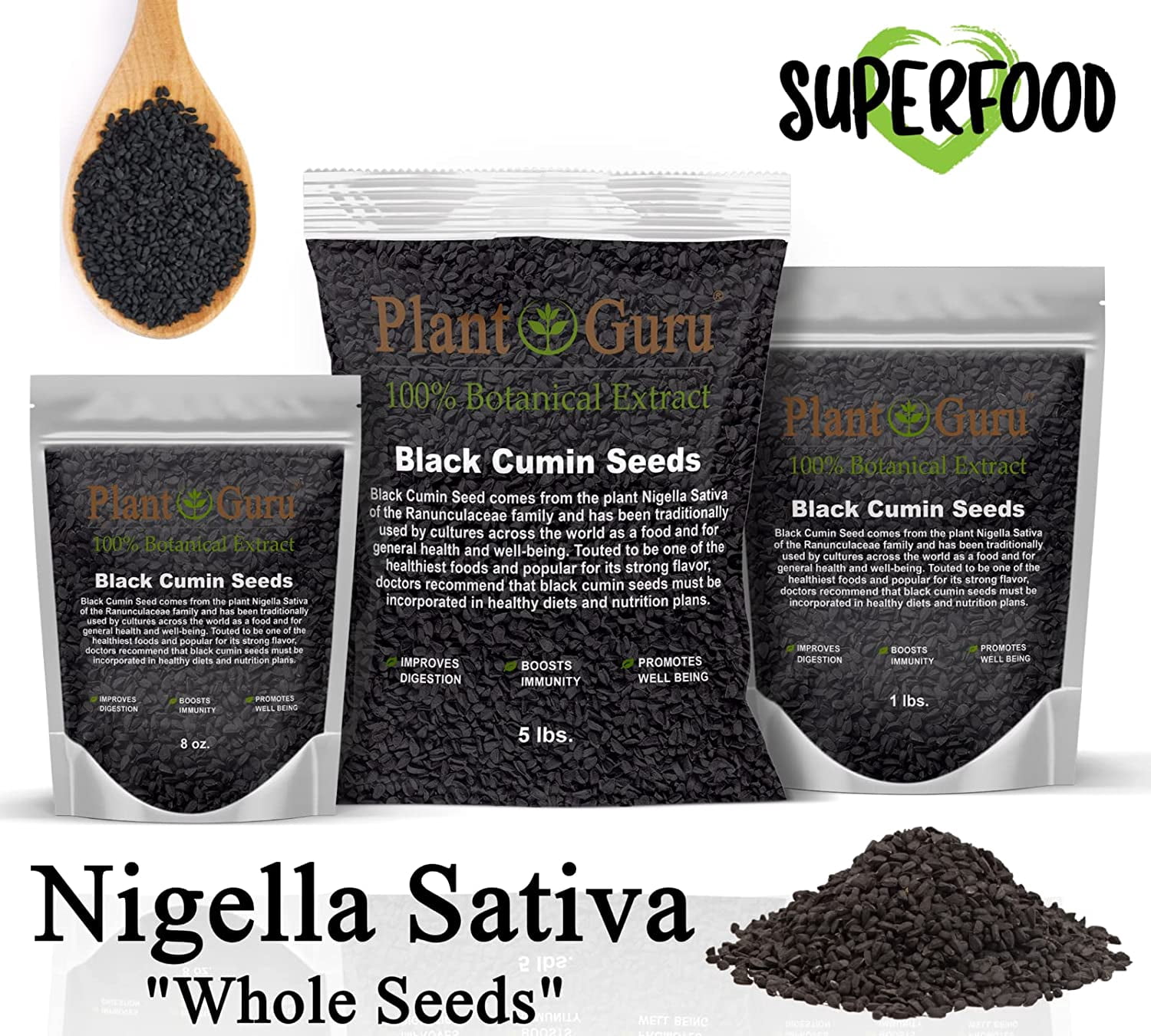 Black Cumin Seeds Whole 2 lbs. Bulk - Nigella Sativa - Kalonji 100% Pure Natural Herb Spice.