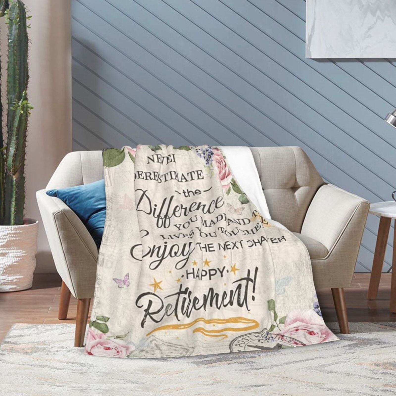 Wijzvio Retirement Gifts For Women Throw Blanket Soft Fuzzy Fleece Blanket For Couch Bed Living Room Decoration 50"X40"
