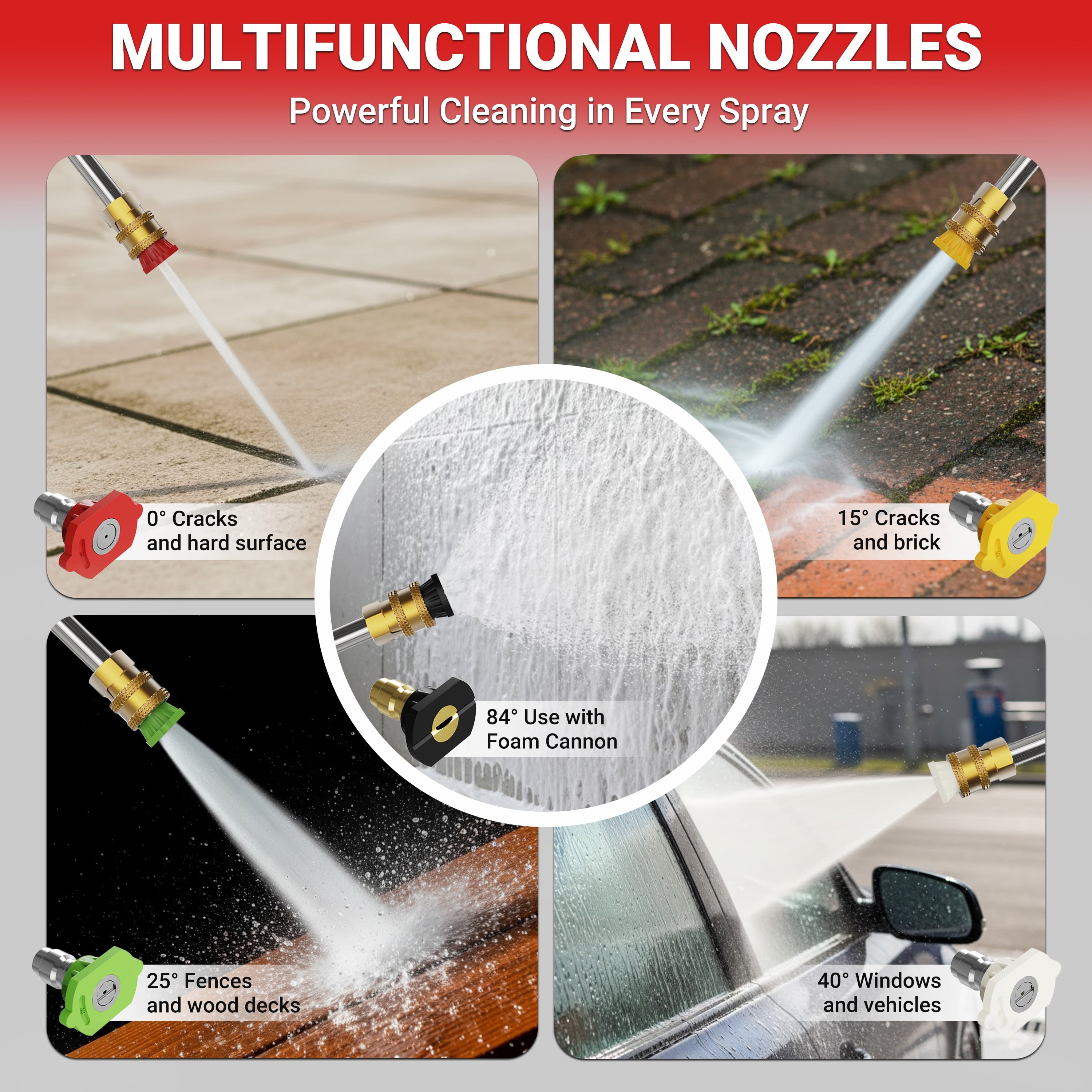Seizeen Pressure Washer Gas Powered, 3600 PSI Power Washer w/Buil-in Soap Tank, Portable Water Washer w/5 Quick Nozzles, 25FT Hose, 210CC OHV Engine, 2.6 GPM Powerful Pump