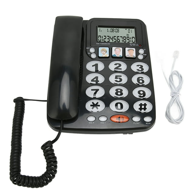 Teléfono con cable Identificador de llamadas Tono de llamada ajustable Atajos Memoria Teléfono fijo con cable con indicador para oficina en casa Negro