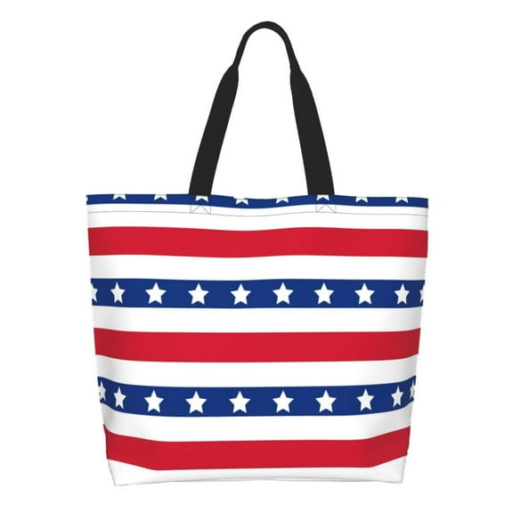 Sigee American Patriotic Stars And Stripes for Large Capacity Shopping Bag with Inner Pocket, Women's Shoulder Bag Handbag