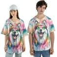 thumbnail image 4 of Hippie Siberian Husky Portrait Watercolor Tie-Dye Vintage Styles All Over Print 3D Baseball Shirt Husky Dog Lover Gifts Softball Sport - 00014, 4 of 6