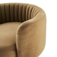 thumbnail image 6 of Armchair Swivel Accent Tufted Chair, Black Brown, Velvet, Modern Contemporary, Living Lounge Cafe Room Hotel Lobby Hospitality, 6 of 7