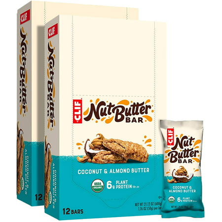 CLIF Nut Butter Bar - Organic Snack Bars - Coconut Almond Butter - (1.76 Ounce Protein Snack Bars) (24 Count)