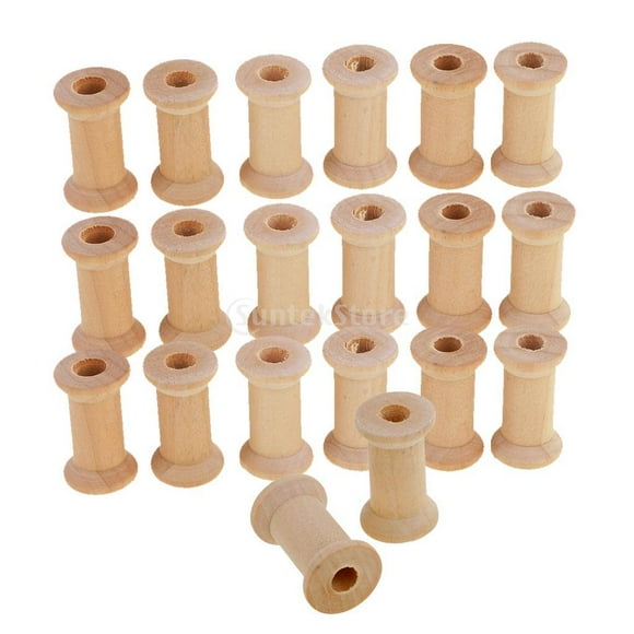 jifeng 20 Pieces Unfinished Wood Empty Thread Spools Reels Bobbins for Sewing Ribbons - 30 x 22mm