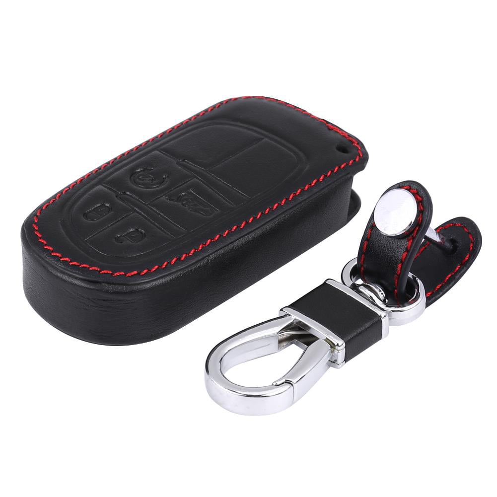 Universal PU Leather Cover 4 Buttons Auto Car Remote Key Fob Bag Case Holeder 