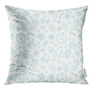 ARHOME Child Baby Food Pastel Color Infant Feeding Thin Line Cute Repeated Blue Item Birthday Design Boy Pillow Case 20x20 Inches Pillowcase