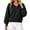 Black, variant on Hurxie Womens V Neck Cropped Sweatshirt Casual Pullover Tops Cropped Length with Chest Pocket Drop Shoulder Casual Fall Style Black,L