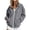 Gray, variant on hoksml Women's Drop Shoulder Full Zip Hoodless Jacket, Stand Collar Casual Sweatshirt with Pockets, Loose Fit Long Sleeve Top