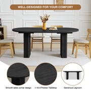 70.8 Inch Dining Table for 4-6 People, Oval Kitchen Table with Wood Strip Base, Modern Farmhouse Large Round Dining Room Tables for Kitchen Living Room (Natural)