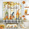 thumbnail image 3 of Juego de cortinas de ducha de Halloween con tapa de inodoro y alfombras antideslizantes, esqueleto que invita a la fiesta, cementerio, bosque brumoso, 4 piezas, cortinas de ducha para baño,, 3 of 7