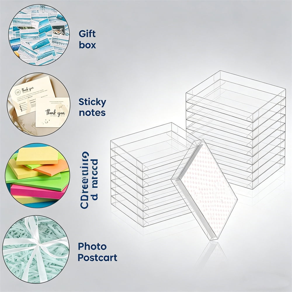 Diyannol 15Pcs Clear Greeting Card Storage Box 4.5 x 6 x 1 Inch Rectangle Wedding Favor Boxes Photo Storage Box for Crafting and Holiday Gifting Packaging