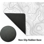 Topographic Map Large Mouse Pad XL White Lines Contour Geographic Extended Large Desk Mat Big Desk Pad 80X30 CM Non-Slip Rubber Base Stitched Edge Long Mousepad,31.5×11.8 Inch