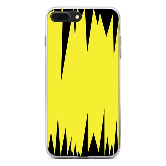 DistinctInk Clear Shockproof Hybrid Case for iPhone 7 PLUS / 8 PLUS (5.5" Screen) - TPU Bumper, Acrylic Back, Tempered Glass Screen Protector - Yellow Black Spikes