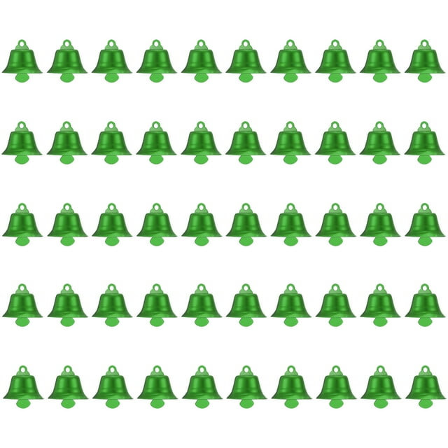 Unique Bargains Mini Jingle Bells 0.9' Metal Hanging Bells Green 50Pack