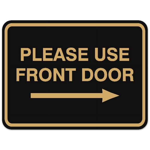 Signs ByLITA Classic Framed Please Use Front Door Right Sign - Easy Installation | Durable Material (Black Gold) - Medium