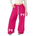 thumbnail image 3 of YUEHUA Girls Straight Wide Leg Track Pants Kids Baggy Parachute Bowknot Pants Athletic Joggers with Pockets 5-14Y, 11-12 Years, 3 of 8