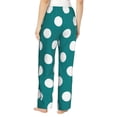 thumbnail image 3 of Picia Teal And White Polka Dot Womens Soft Woven Cotton Elastic Waistband Sleep Pajama Pant Lounge Sleep Pant With Pockets And Drawstring-Small, 3 of 9