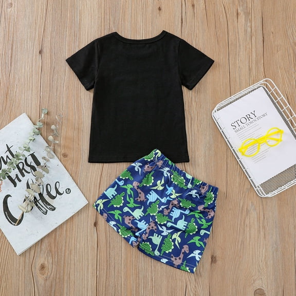 Vedolay Boys' Short Set Boys Clothing Sets Short Sleeve Tee and Shorts Boys' Short Sets,Purple 3-4 Years