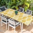 thumbnail image 2 of Yellow Geometric Table Cloths for 8 Foot Rectangle Tables, Morocco Modern Abstract Plaid Art Patio Waterproof Elastic Fitted Tablecloths, Washable Rectangular Table Cover for Camping, 2 of 8