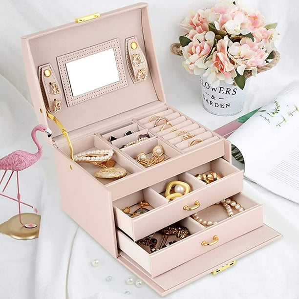 2 Pcs Jewelry Storage Box Clay Bead Organizer Jewlery Rock Display Case  Cosmetic Boxes