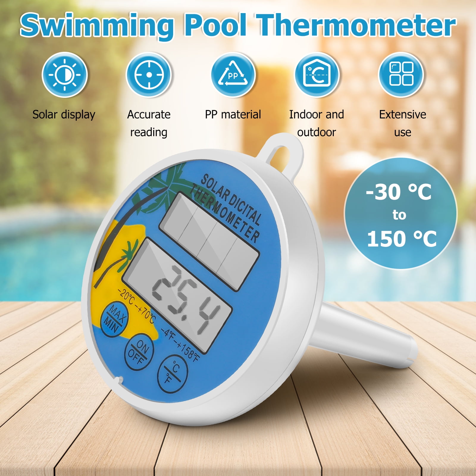 Digital Solar-Powered Pool Thermometer