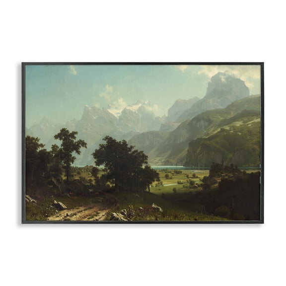 Stupell Industries Classical Bierstadt Lake Lucerne Landscape & Nature Painting Black Framed Art Print Wall Art, 18 x 12