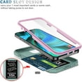 thumbnail image 4 of iPhone 13 Pro Max 5G Case with Slide Camera Cover Military Grade Heavy Duty Shockproof Three-Layer Case with 360° Ring Stand for iPhone 13 Pro Max 6.7"-Pink/Green, 4 of 8