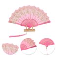thumbnail image 3 of Unique Bargains 1 Pc Butterfly with Tassel Folding Fan for Masquerade Pink Silk Fabric, 3 of 5