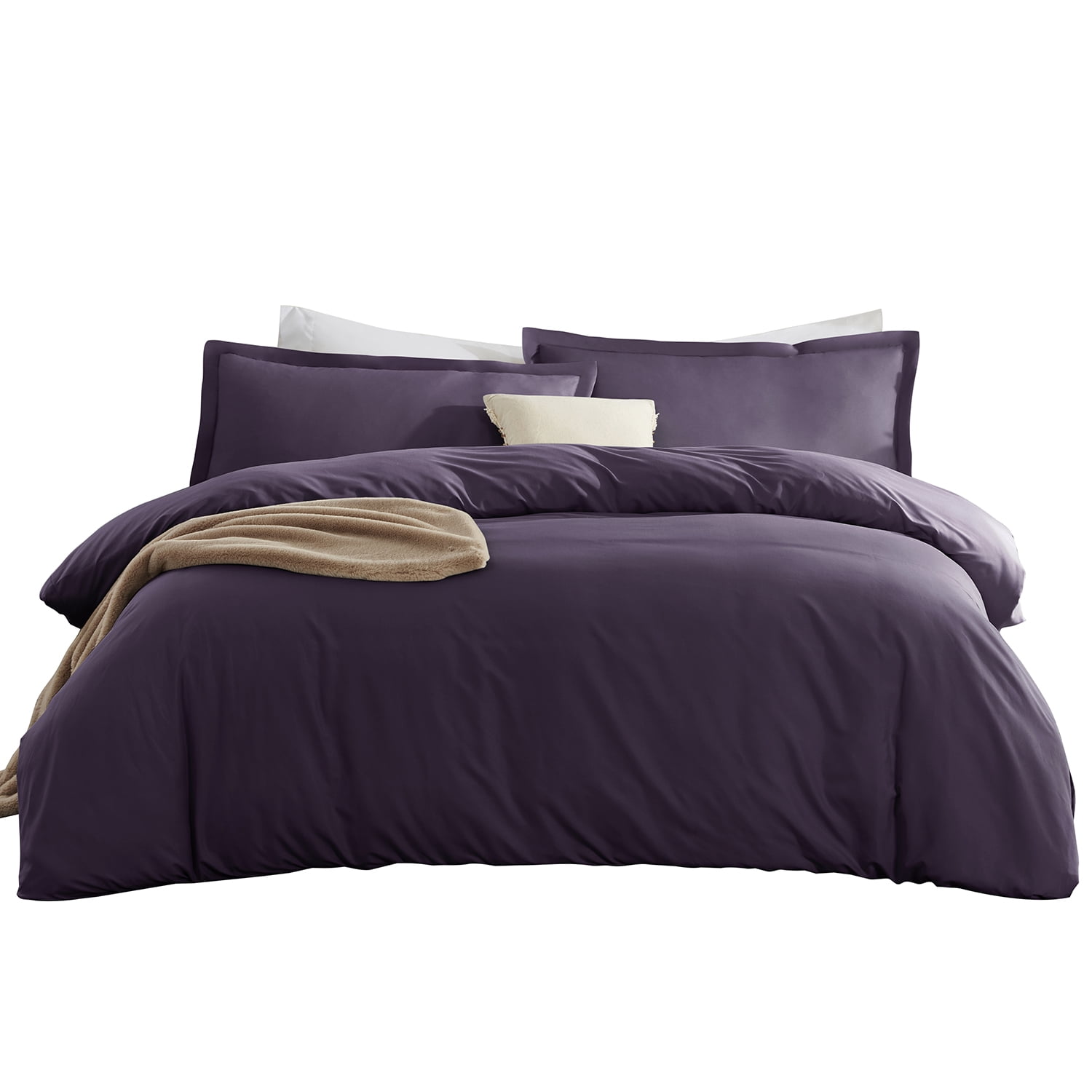 LammaLoe Twin Duvet Cover set, Luxury Microfiber 2 Piece Bedding Sets with Pillow Sham, Purple eggplant